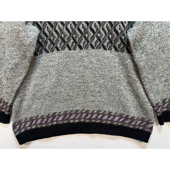 Vintage Stefanel Unisex Pullover Wool Sweater Knit L/XL Multi Geometric - Picture 6 of 12